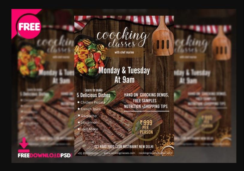 Free Cooking Classes Flyer Template