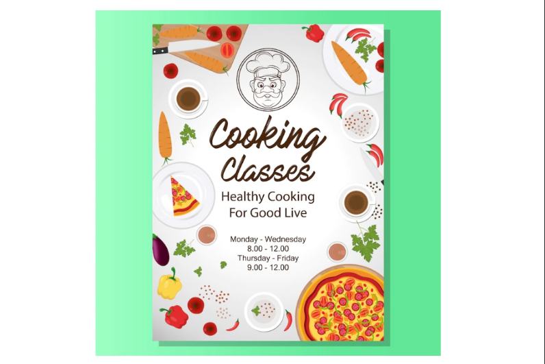 Free Doodle Style Cooking Classes Flyer