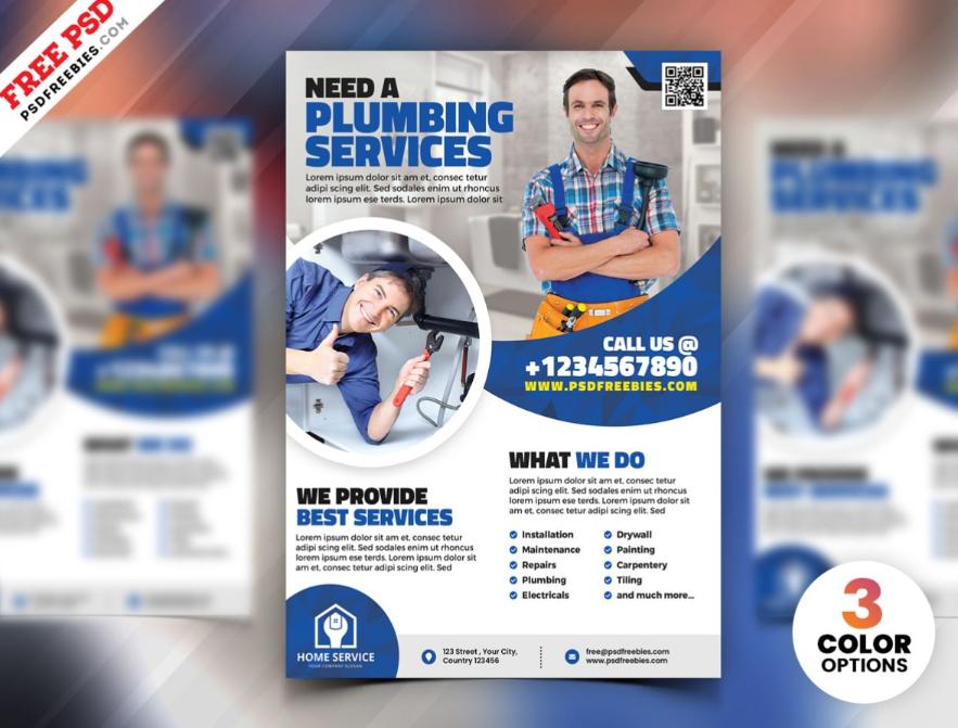 Free Plumbing Services Flyer Template