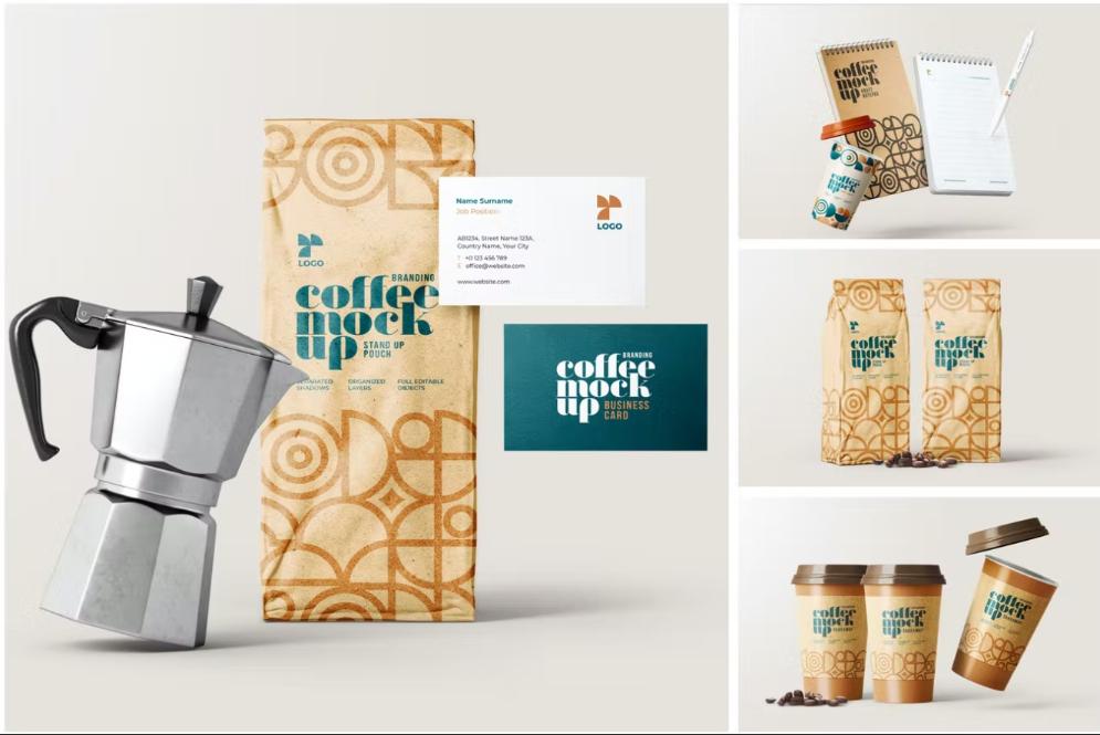 Fully Customizable Coffee Packaging Mockups