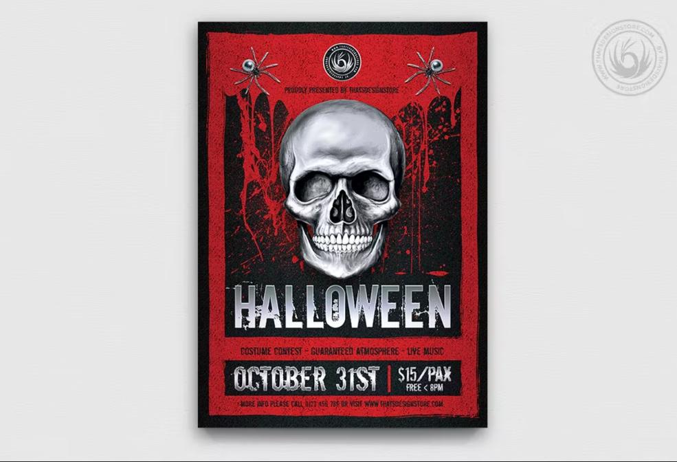 Gritty Style Halloween Poster Design