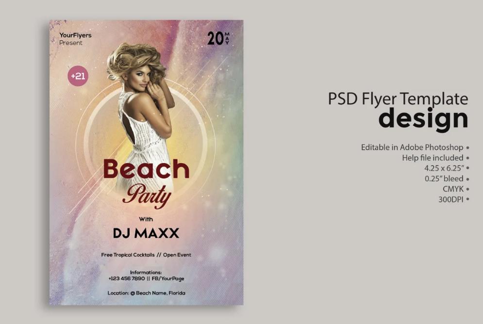 High Quality Beach Party Flyer Template