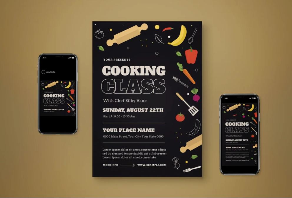 Illustration Style Cooking Poster Template