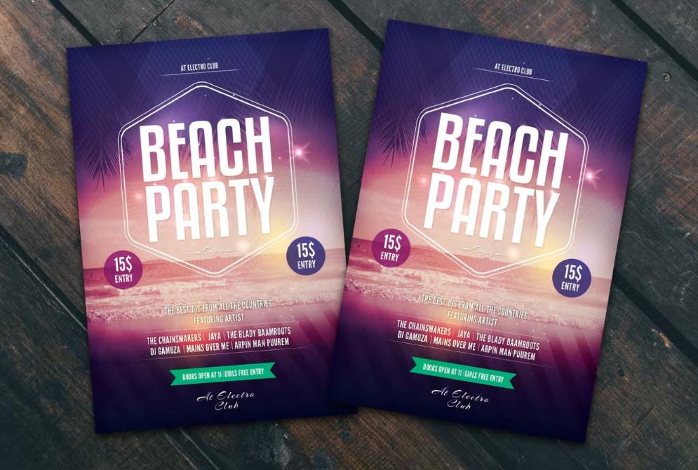 Minimal Beach Party Poster Design