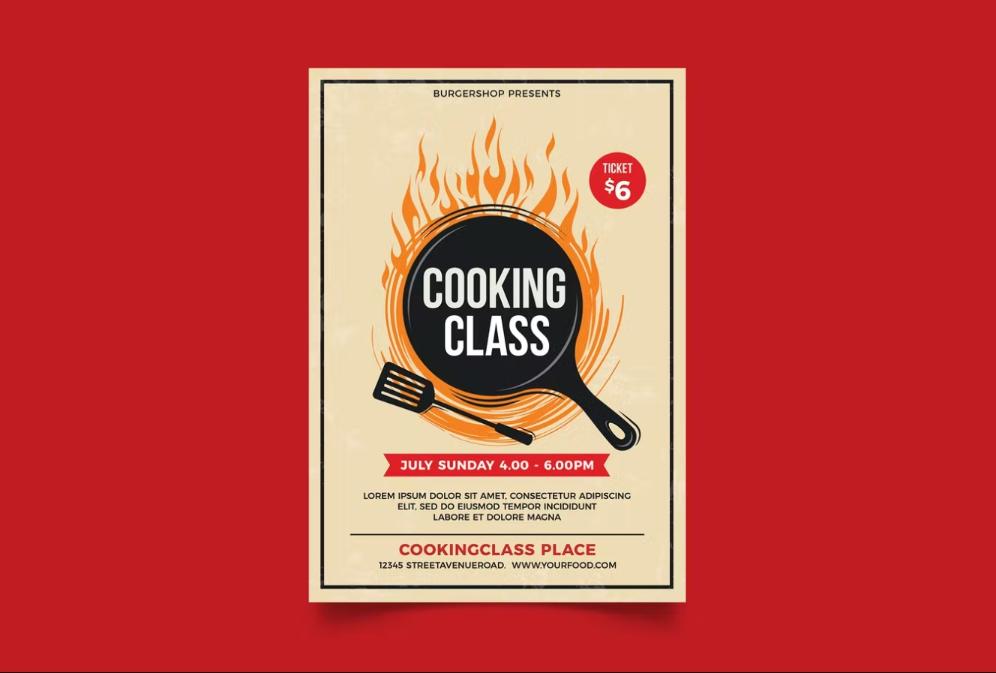 Minimal Style Cooking Class Flyer