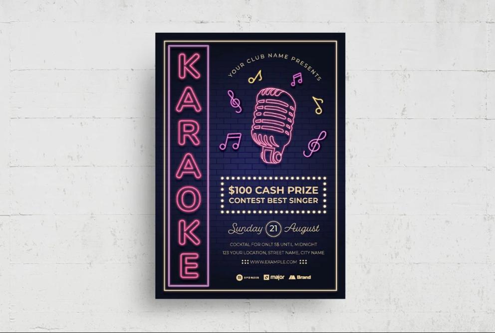 Neon Style Karaoke Night Flyer