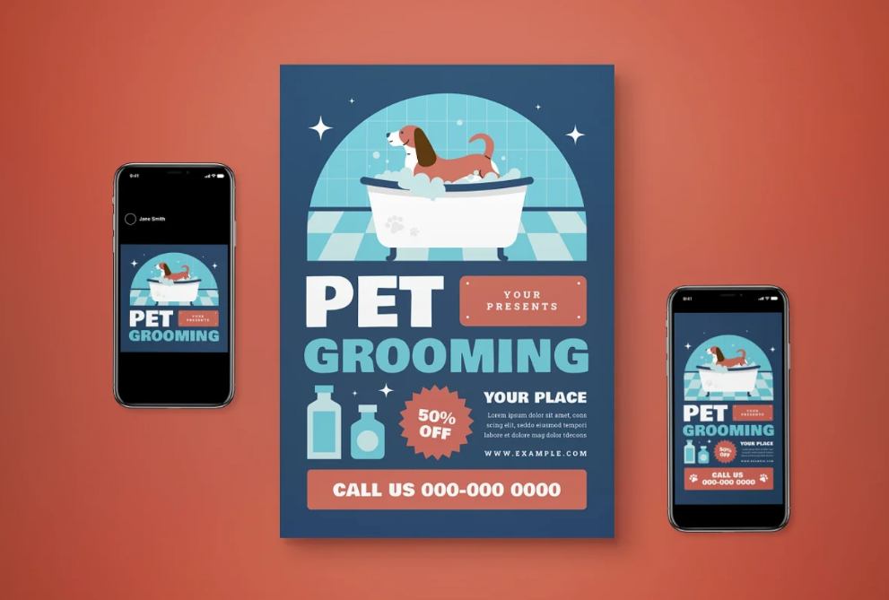 Pet Grooming Flyer Set