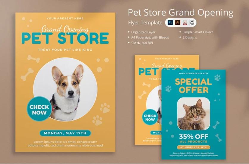 Pet Store Opening Flyer Template