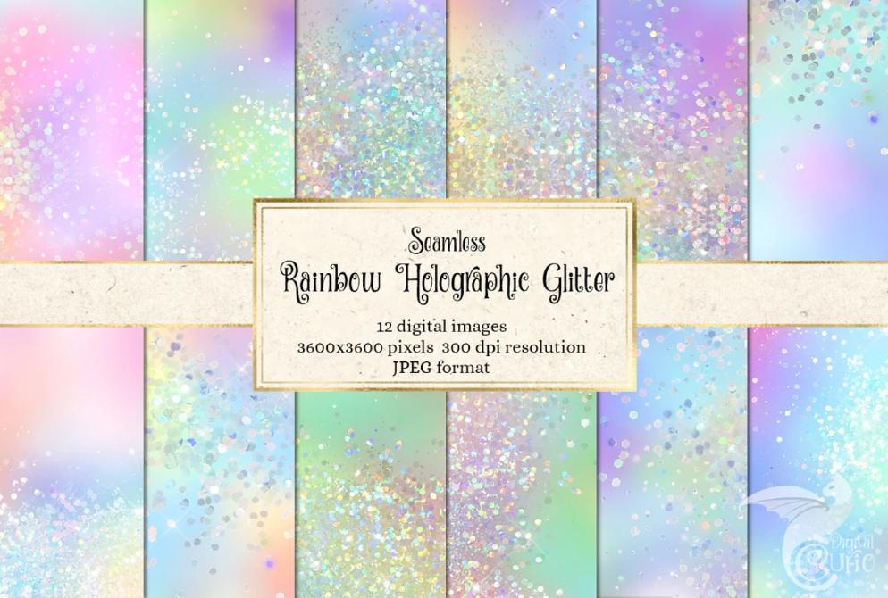 Seamless Rainbow Glitter Backgrounds