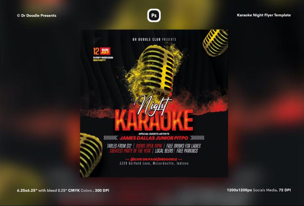 Square Karaoke Night Flyer Design