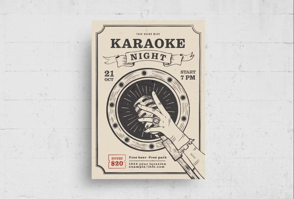 Vintage Karaoke Night Poster