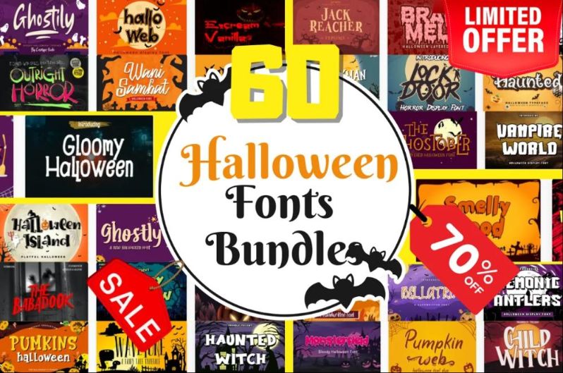60 Unique Halloween Fonts Bundle