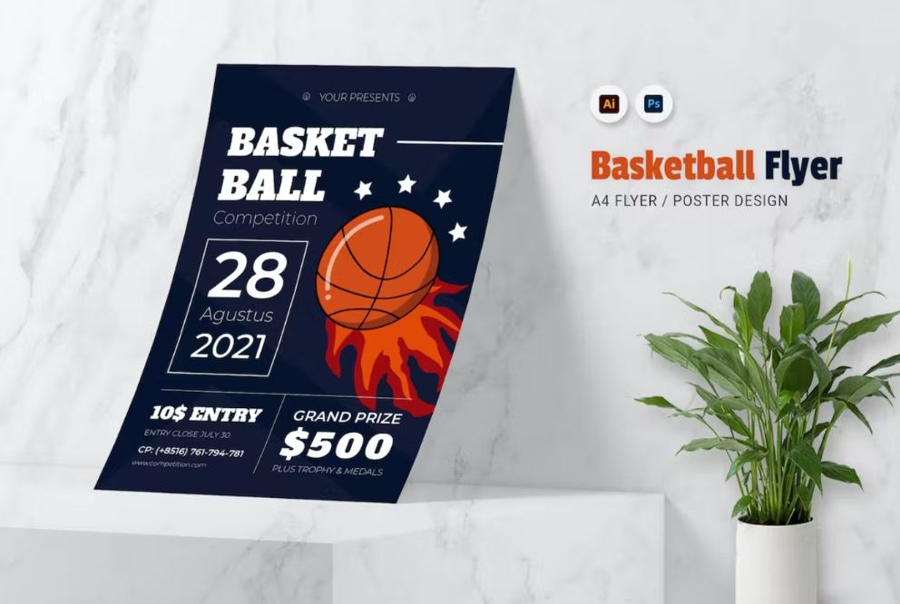 A4 Basket Batl Poster Design