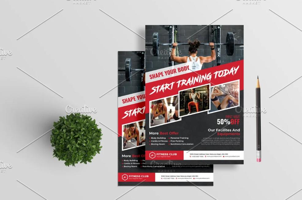 A4 Fitness Training Flyer Template