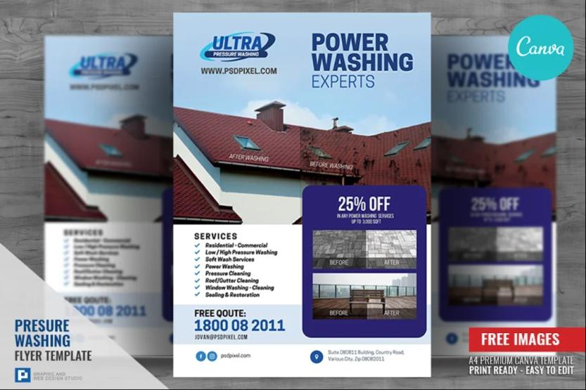 A4 Pressure Washing Canva Flyer
