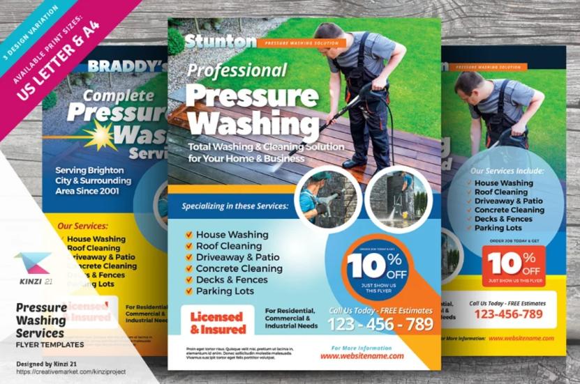 A4 and Letter Size Pressure Washing Flyer