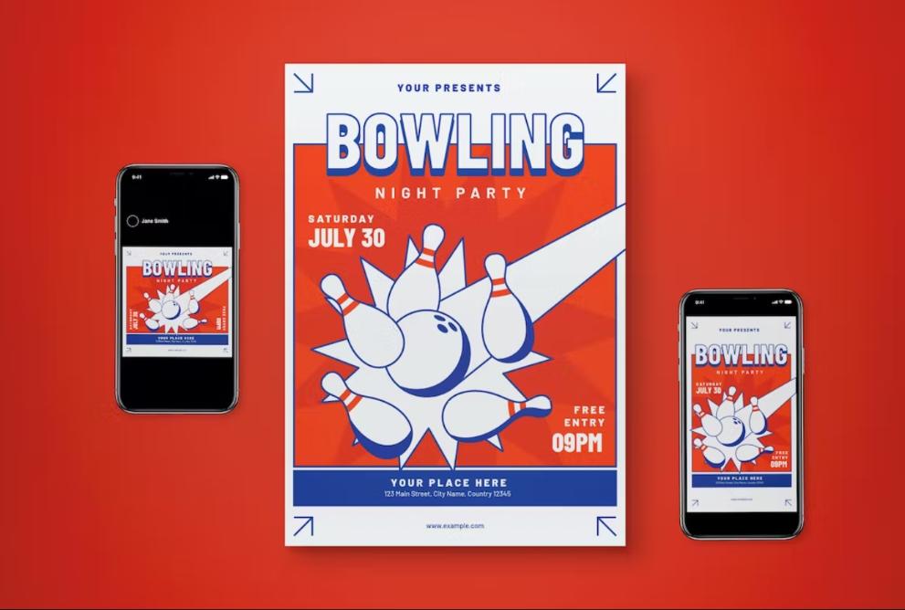 Bowling night Party Promotion Template
