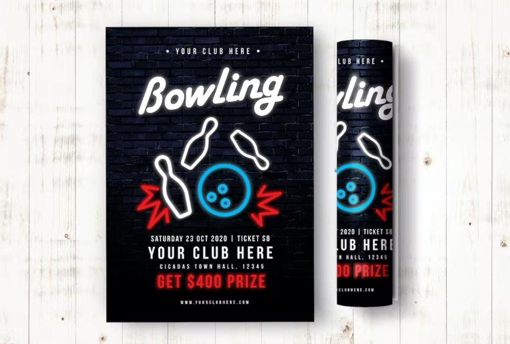 Fully Editable Bowling Flyer Design