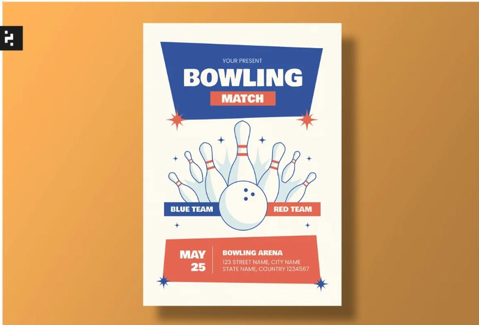 Minimal Bowling Event Poster