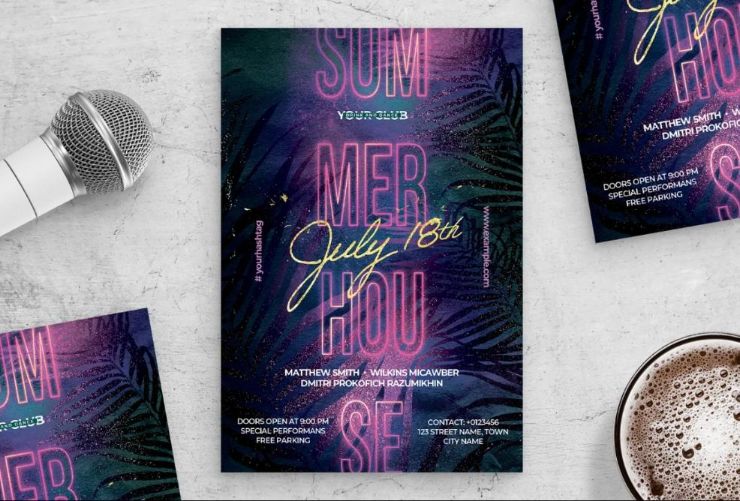 Neon Style Party Flyer Template