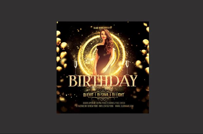 Square Birthday Party Flyer Template
