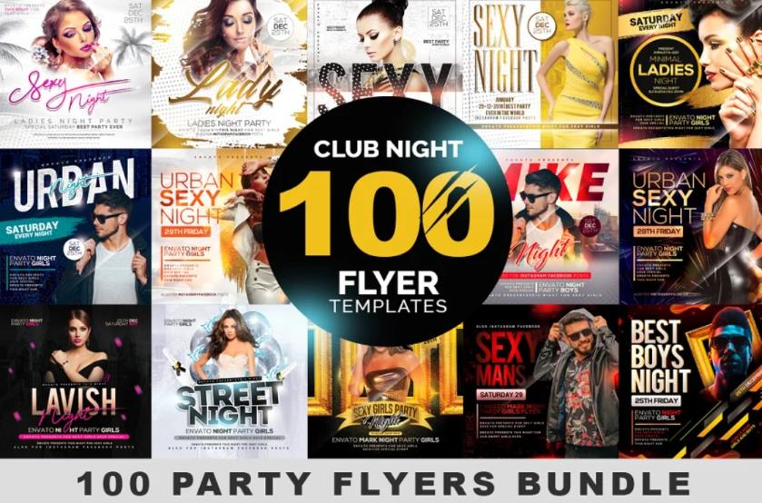 100 Night Club Party Flyer Bundle