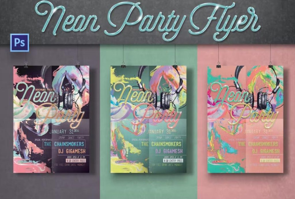 Neon Party Flyer Template