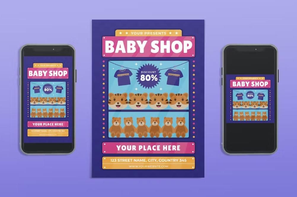 A4 Baby Shop Poster Design