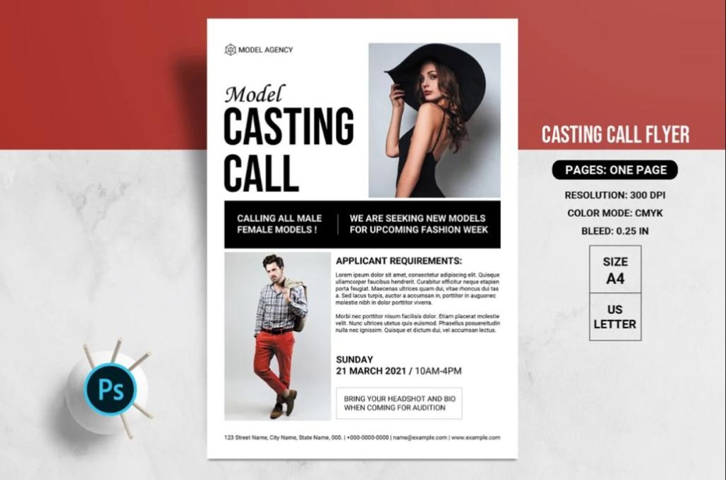 A4 Casting Call Flyer Design