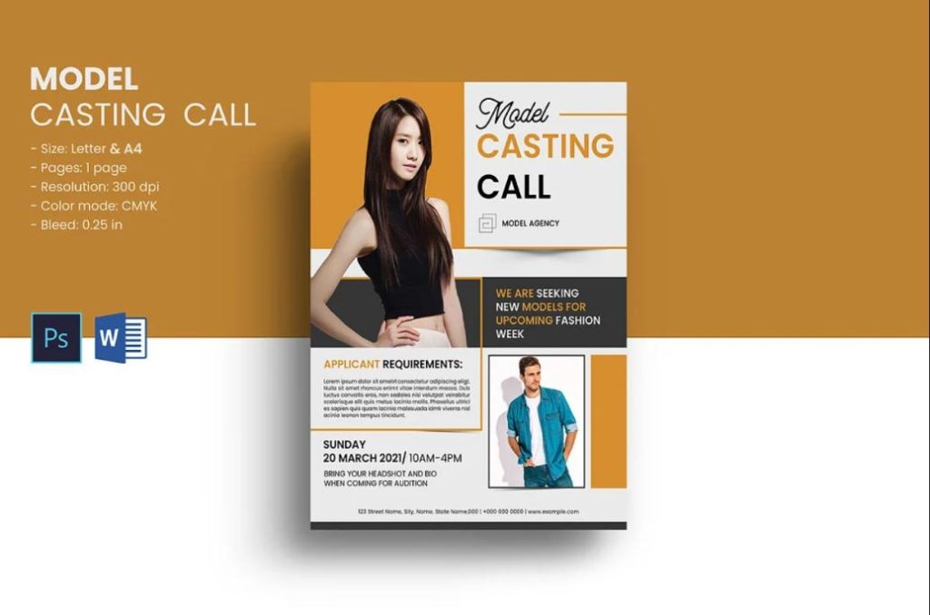 A4 Model Casting Call Poster