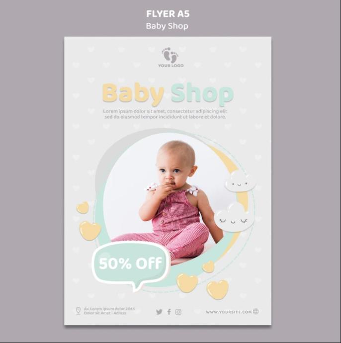A5 baby Shop Flyer Design