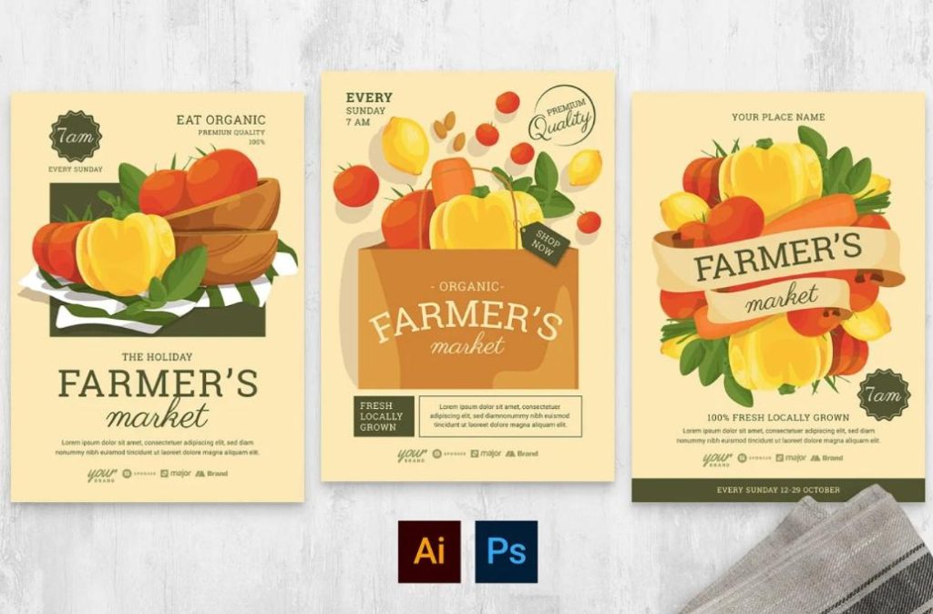 Ai and PSD Farmers Market Flyer Set
