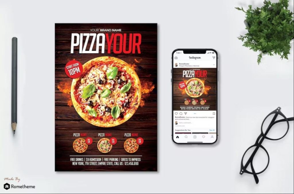 Clean and Minimal Pizza Flyer