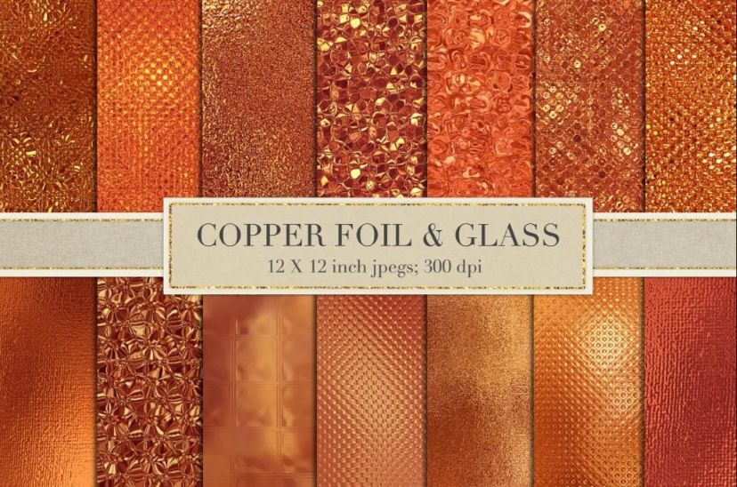 Copper Foil and Glas Background