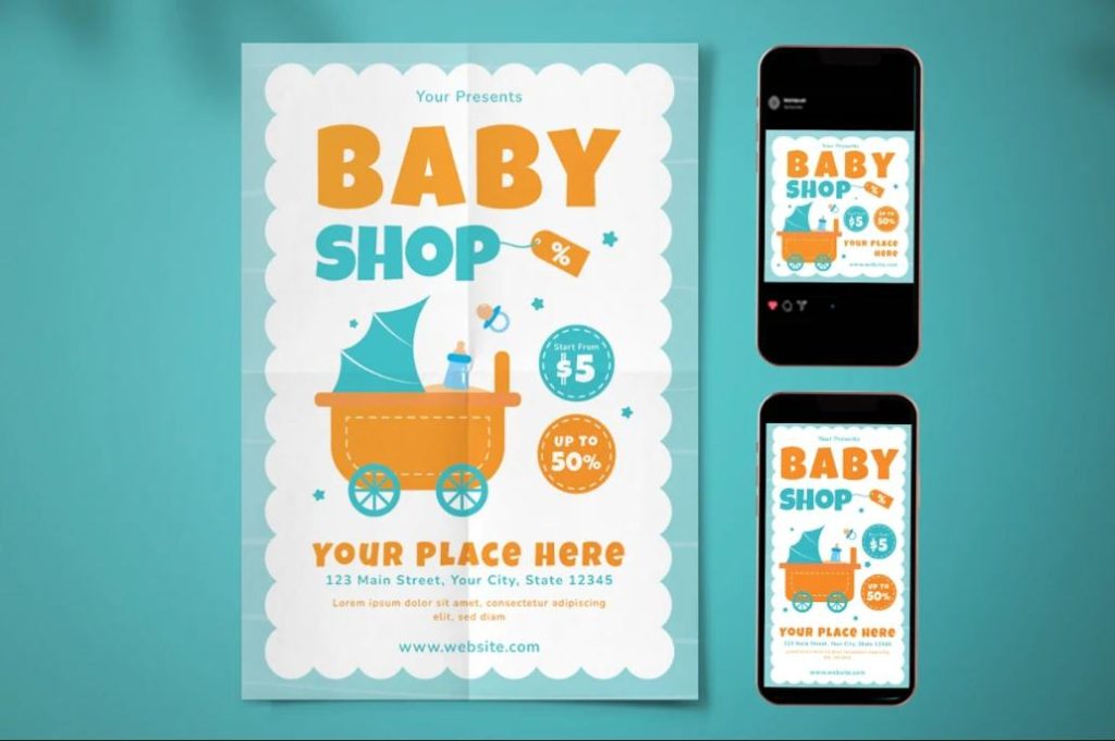 Editable Baby Shop Flyer Set