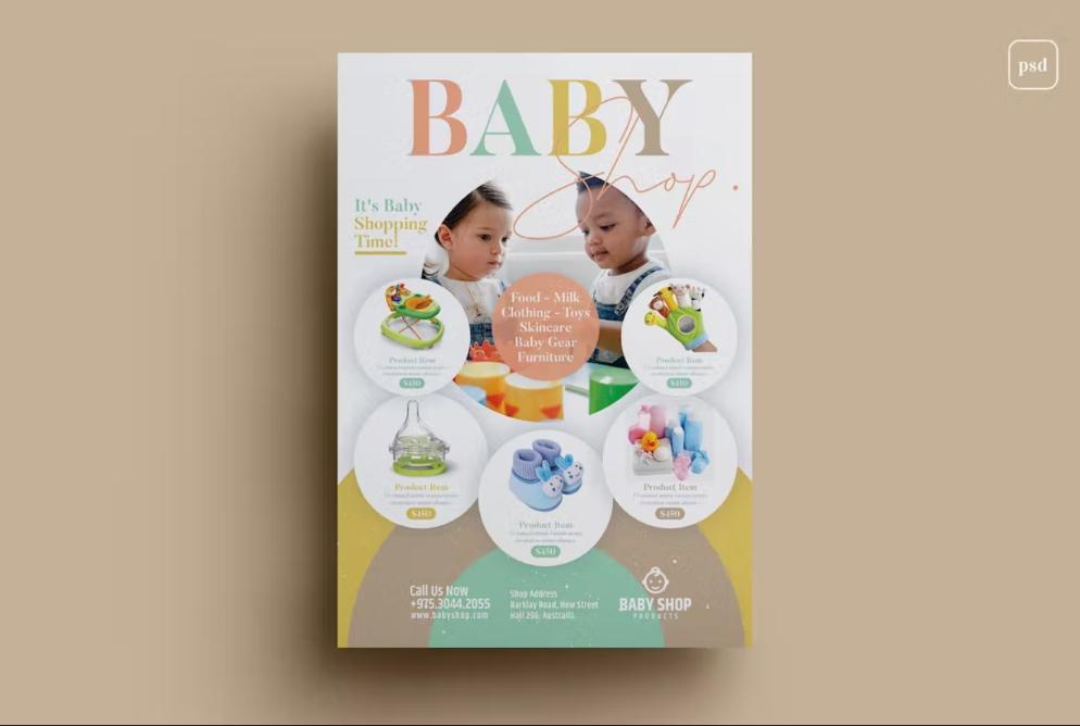 Editable Baby Shop Poster Design