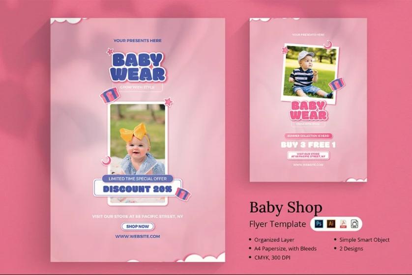 Editable Baby Wear Flyer