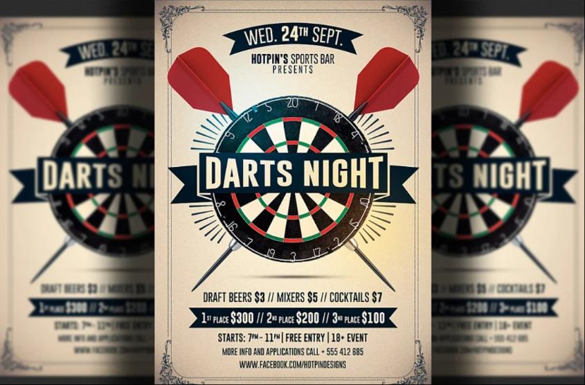 Editable Darts Event Flyer Design