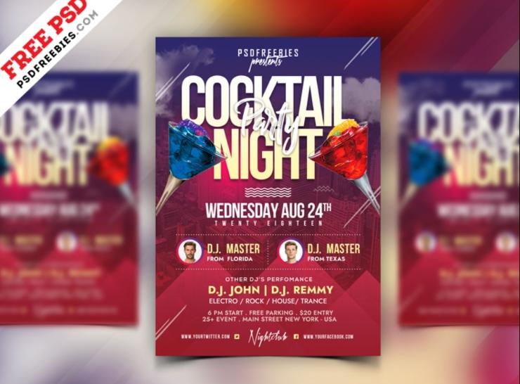 Free Cocktail Night Flyer 