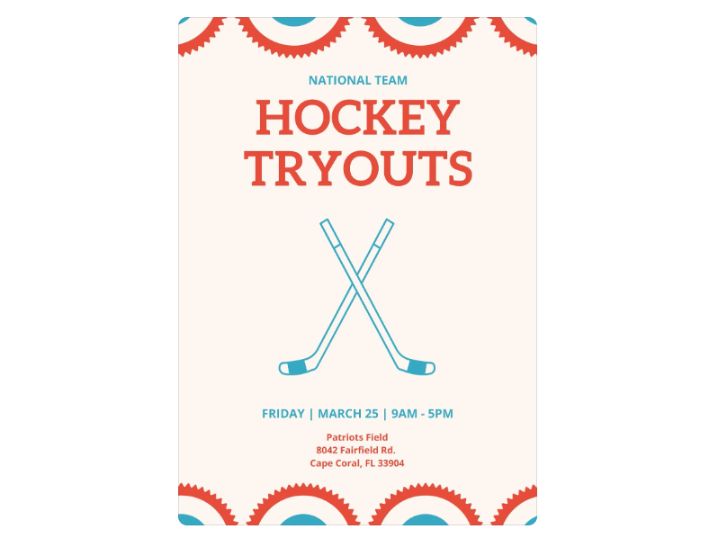 Free Hockey Tryouts Flyer