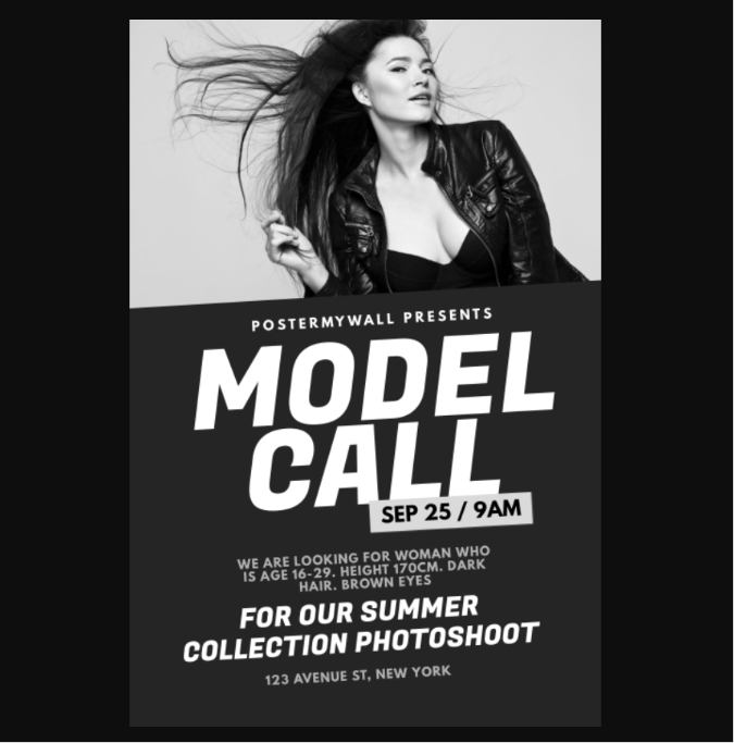 Free Model Call Poster Design