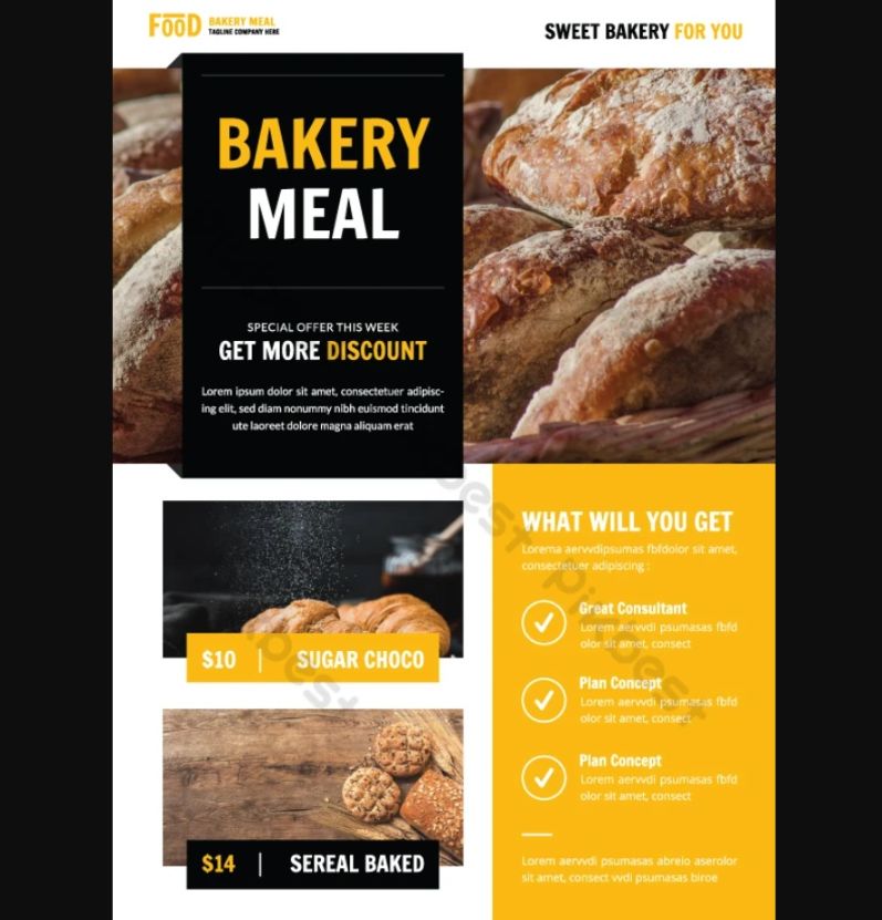 Free bakery Meal Flyer Design