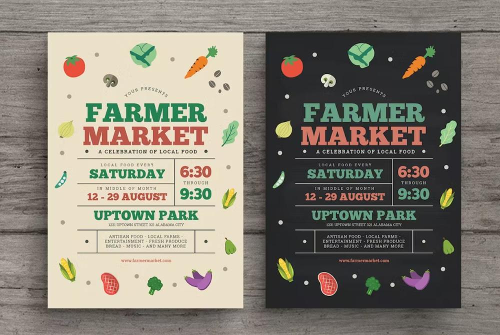 Fully Layered Market Flyer Vector
