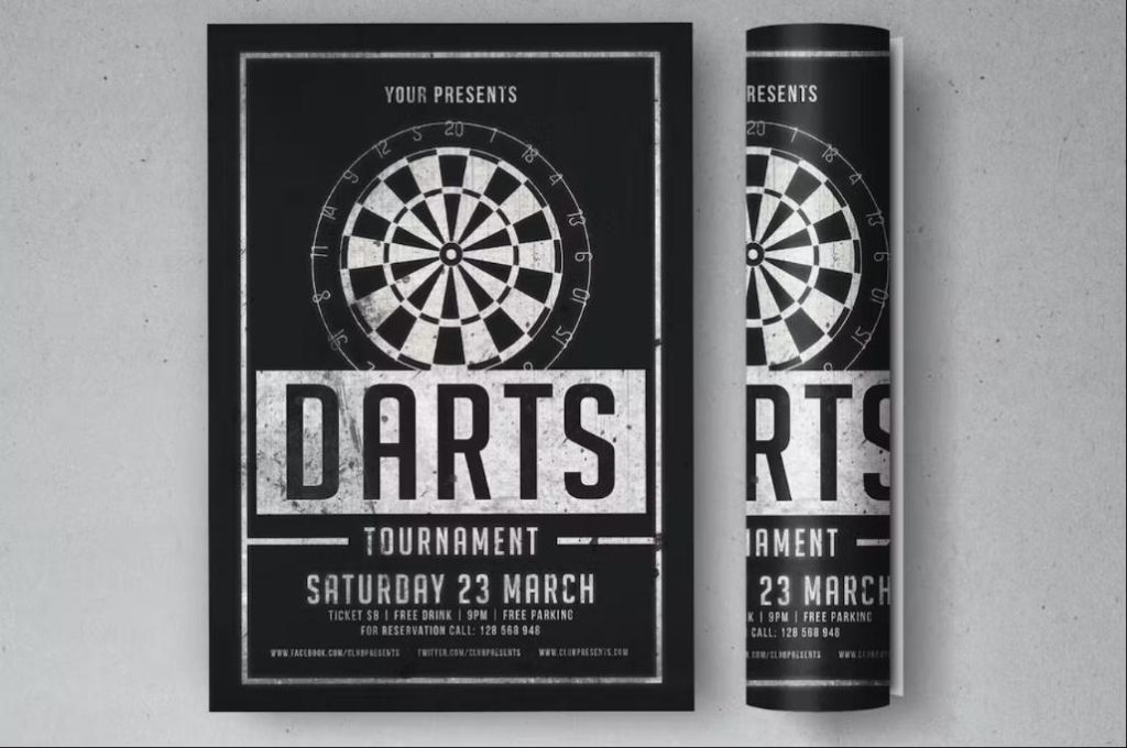 Fully editable Darts Tournament Flyer