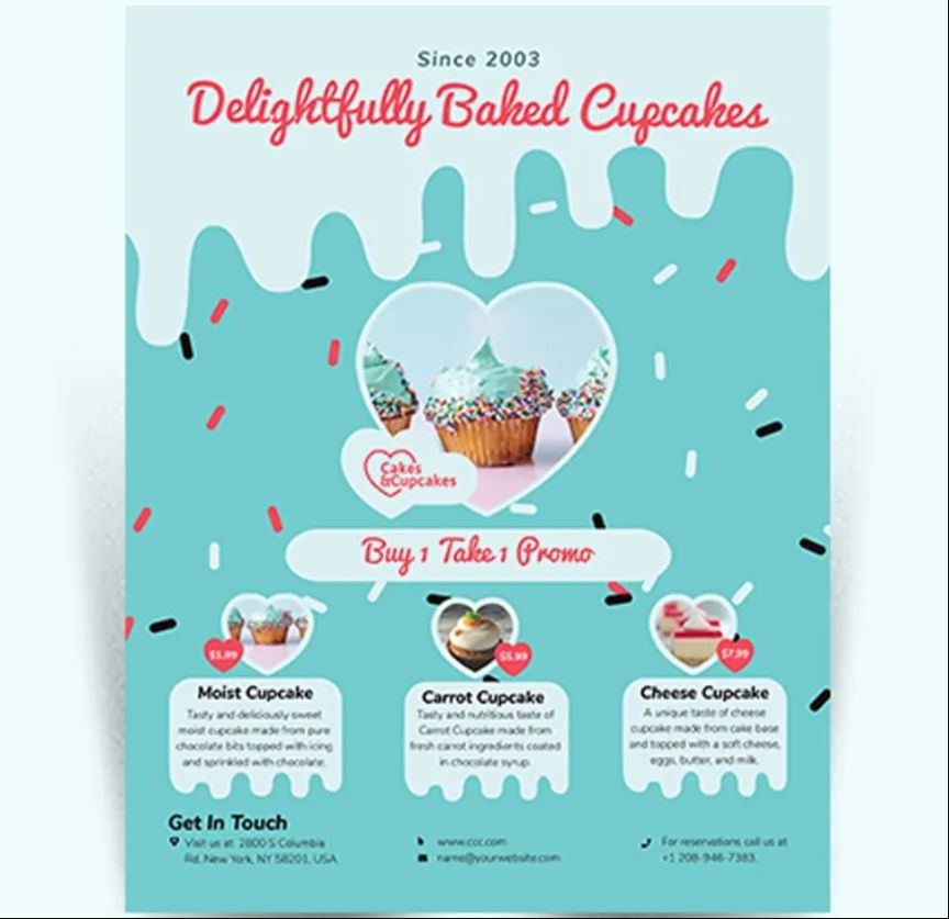 Minimal Cupcake Flyer Design Free