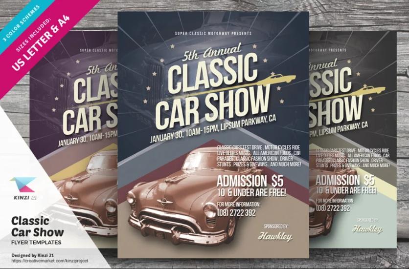 A4 Classic Car Show Flyer Template