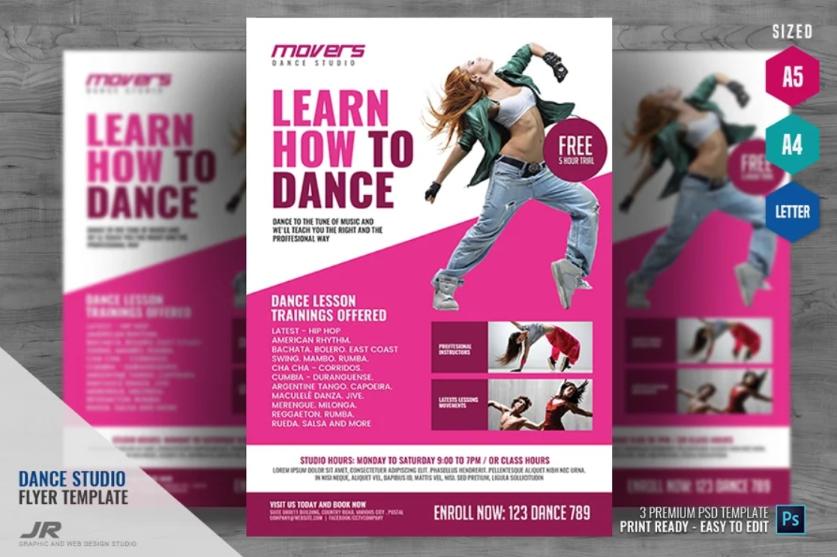 A4 Dance Studio Flyer Design
