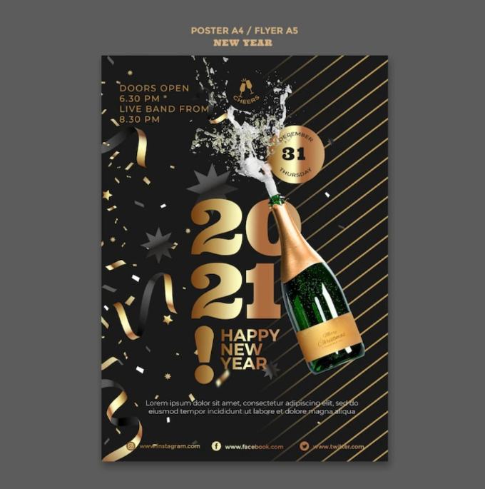 A4 Happy New Year Poster Design