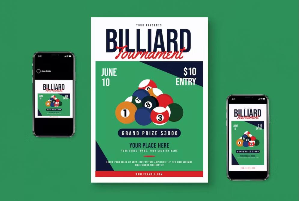 Creative Billiard Tournament Flyer Set