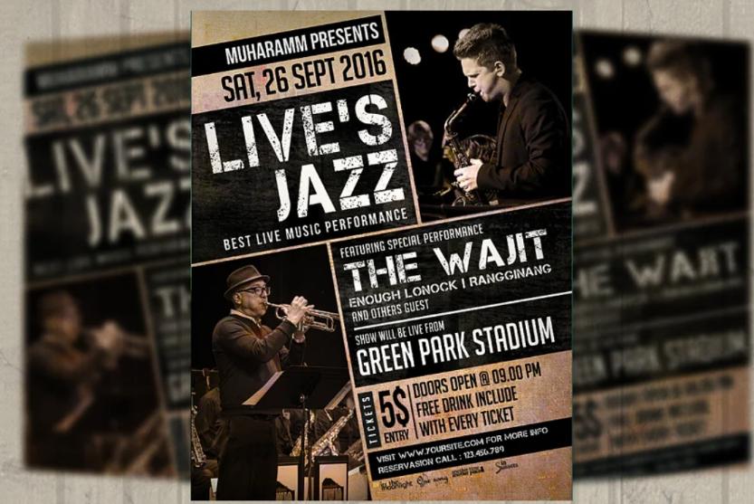 Editable Jazz Concert Flyer Design